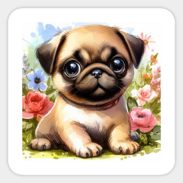 Pug Dog Puppy Sticker by allaboutpugdogs 